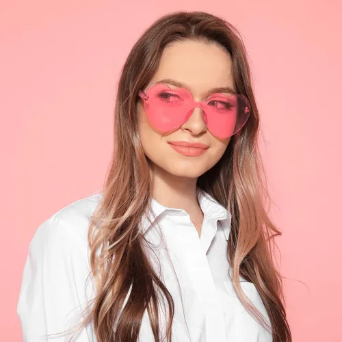 Miniatura 5 de Frienda 6 lentes de sol con forma de corazón rosa para fiestas y cosplay