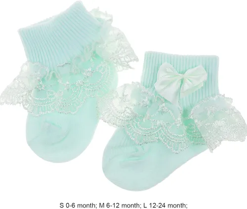 Miniatura 5 de BQUBO - Calcetines para bebés y niñas calcetines de encaje con volantes calcetines para recién nacidoniños pequeños calcetines con ojales calcetines