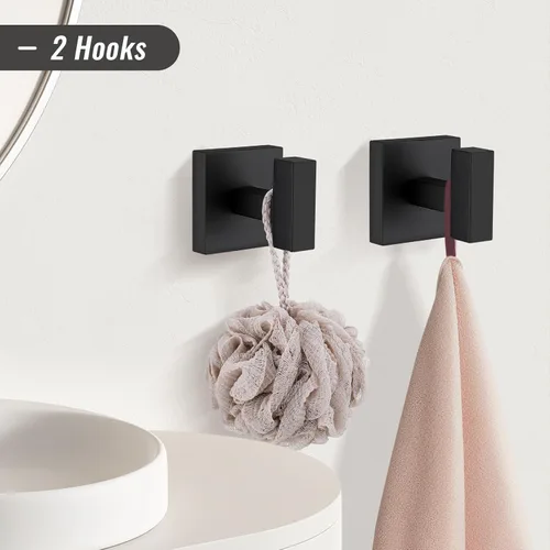 Miniatura 4 de YACVCL Juego de Barra de Toalla Negra de 5 Piezas, Juego de Accesorios de Baño de Acero Inoxidable SUS304, Barra de Toalla de 60 cm, Soporte
