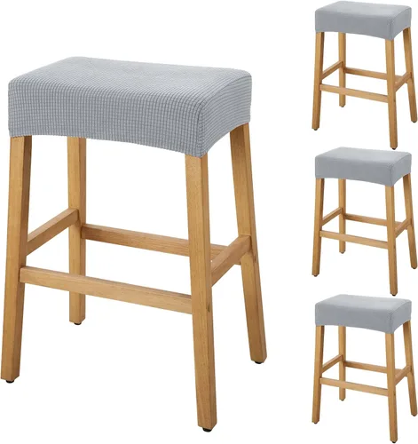 Miniatura 74 de YISUN Fundas de taburete rectangulares, paquete de 2 fundas elásticas impermeables para asiento de silla de montar, taburetes de bar, sillas de bar