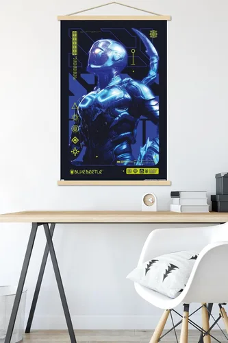 Miniatura 5 de Trends International DC Comics Movie Blue Beetle - Póster de pared Biotech, 22.37 x 34.00 pulgadas, paquete de impresión y colgador de madera de haya