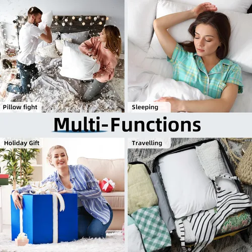 Miniatura 6 de YSTHER Juego de 2 almohadas de plumas de plumón de 14 x 22 pulgadas, almohadas lumbares firmes y grandes para cama, almohadas decorativas suaves
