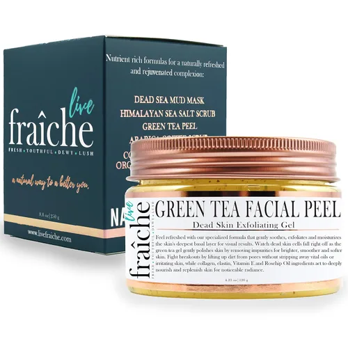 Miniatura 3 de Live Fraiche Aceite de ricino de romero de 16 onzas + oro de 24 quilates, gel de pelado facial iluminador de té verde, cáscara de té verde, 4.23