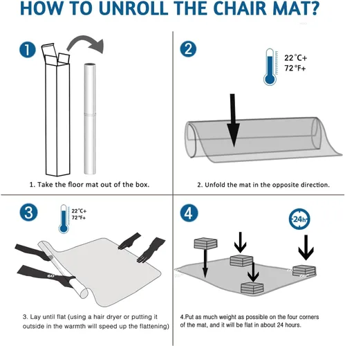 Miniatura 8 de Tapete para silla de escritorio para suelos duros, 48 x 30 pulgadas, protector transparente de oficina para madera dura, tapete de plástico de fácil