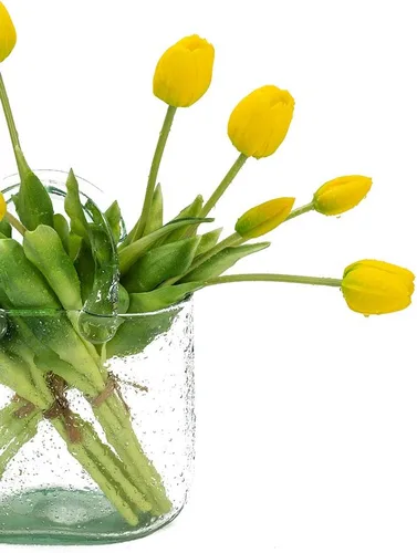 Miniatura 4 de DUYONE 15 flores de tulipanes artificiales, suave al tacto, realista, ramo de tulipanes de látex para el hogar, oficina, boda, fiesta, decoración