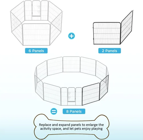 Miniatura 3 de BestPet Extensión de corral para perros 32 pulgadas, 2 paneles Corral resistente para mascotas con ejercicio de metal Paneles de cerca