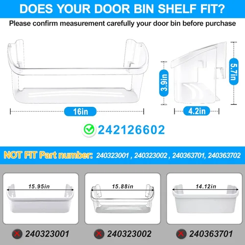 Miniatura 2 de [2 PAQUETES] Estante de repuesto para puerta de refrigerador 242126602 actualizado para Frigidaire - Reemplazo de estante de puerta de refrigerador