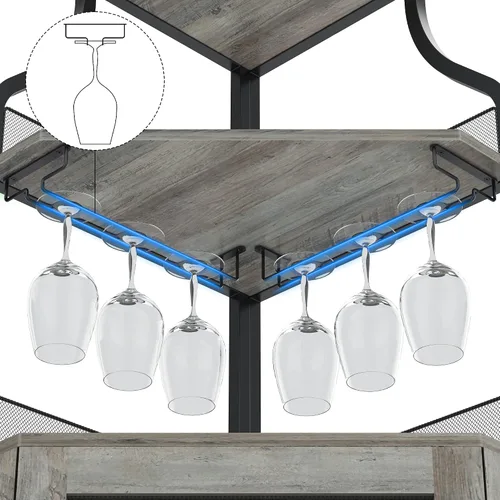 Miniatura 7 de GAOMON Armario esquinero para bar de vinos con estante desmontable para vinos, armario de bar con soporte para vidrio, aparador pequeño y gabinete