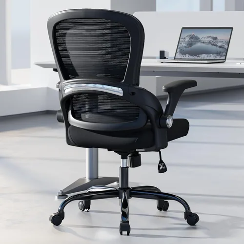 TRALT Silla de oficina – Silla de oficina ergonómica con soporte trasero, sillas de escritorio de oficina en casa, asiento ancho de 330 libras, Negro