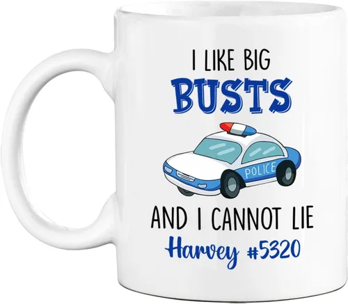 Miniatura 20 de Taza de café personalizada con nombre de oficial de policía en progreso, con nombre de oficial de policía estudiantil, taza de cerámica blanca