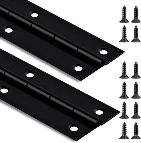 Miniatura 8 de Bisagra de piano negro de 36 x 2 pulgadas de ancho abierto, bisagra de piano de acero inoxidable resistente, bisagra continua para gabinete, puerta