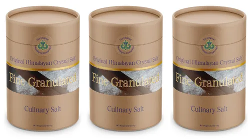 Cristal de sal original del Himalaya, sal culinaria granulada fina para cocinar, preparar alimentos y salud con 84 minerales traza (paquete de 3)