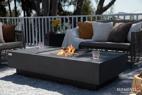Miniatura 5 de Elementi+ Mesa de Fuego de Gas Colorado de Hormigón Fundido de 56" Rectangular, Hoguera al Aire Libre con Ignición Electrónica Incluye Cubierta