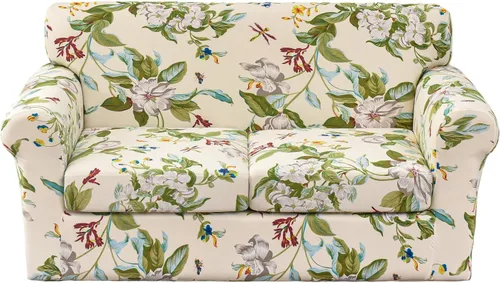 Miniatura 62 de KRFOONN - Fundas elásticas de 4 piezas para sillón y sofá, funda con estampado y 3 fundas independientes para cojines de asiento, lavables, Color01