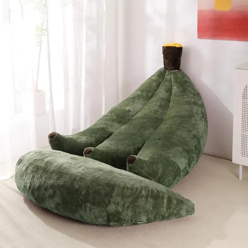Miniatura 19 de Sofá de frijoles con otomana IEVENW en forma de banana, sofá de piso con reposapiés, cómodo sofá cama convertible para adultos, sofá de felpa
