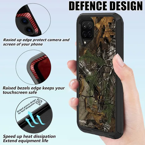 Miniatura 3 de Funda compatible con Samsung Galaxy A12 – Camo resistente a prueba de golpes con protector de lente de cámara [protección de grado militar]