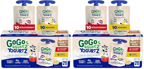 Miniatura 11 de GoGo squeeZ yogurtZ Paquete Variado, Arándano y Baya, 3 oz (Paquete de 20), Aperitivos para Niños Hechos de Yogur Real y Fruta, No Necesita