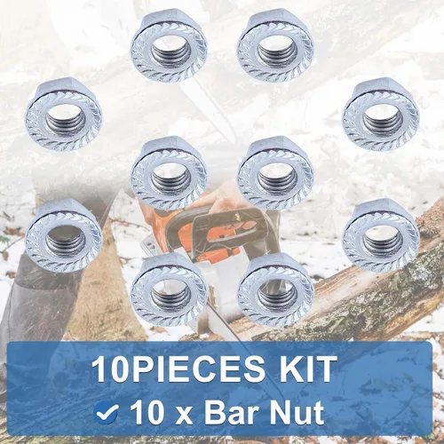 Miniatura 3 de Kit de tuercas de barra 10 piezas para Echo CS-400 Husqvarna 55, 455, 460 Rancher Motosierra Brida Tornillo