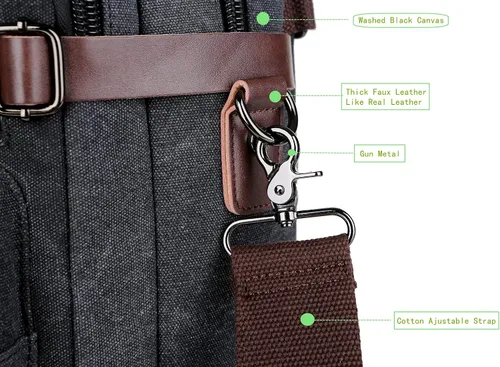 Miniatura 3 de Baosha Maletín convertible Mochila de 17 pulgadas para portátil Maletín de negocios HB-22 Mezclado negro-gris