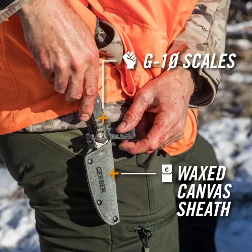 Miniatura 6 de Gerber Gear Downwind Caper - Cuchillo de hoja fija con funda para equipo de caza, color negro