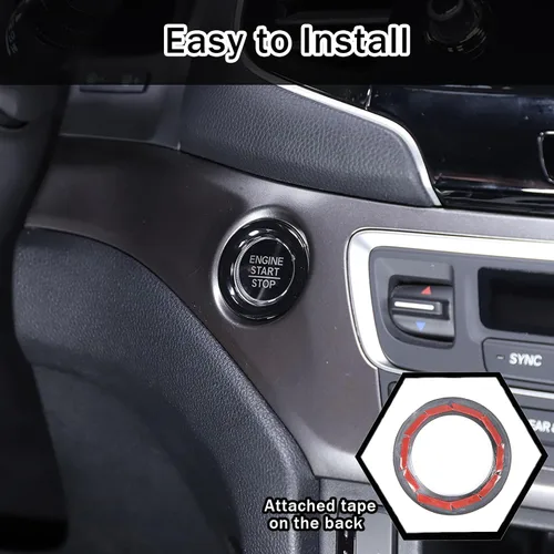 Miniatura 5 de Marco del botón del interruptor de arranque del motor para Honda Pilot 2016-2022/Ridgeline 2017-2023/Passport 2019-2023, material ABS, adhesivo