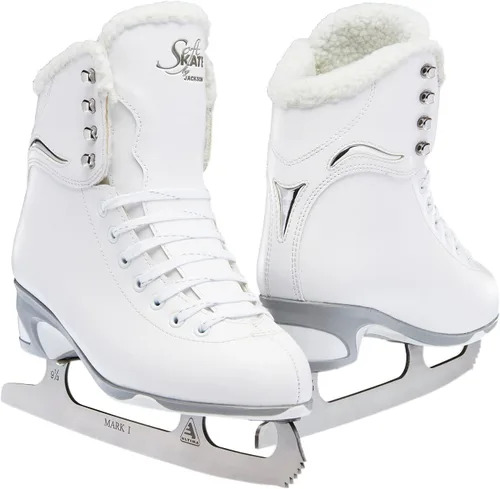 Jackson Ultima SoftSkate - Patines de hielo para patinaje artístico para mujer/niña, ancho medio Blanco/forro polar