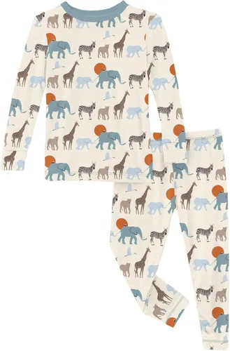 Miniatura 161 de KicKee Pants Conjunto de pijama de manga larga con estampado de piezas