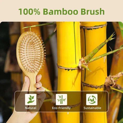 Miniatura 3 de 1 cepillo de pelo de bambú para pelo de Culy peine de dientes anchos Combetter