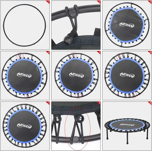 Miniatura 5 de Newan Mini trampolín silencioso de 40 a 48 pulgadas, trampolín de fitness, bungee rebote, entrenamiento cardiovascular, entrenamiento para adultos