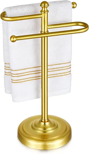 Miniatura 9 de Toallero de mano, soporte para toallas de mano de acero inoxidable 304 para encimera de baño, cocina, base ponderada en forma de S de 14.5 pulgadas