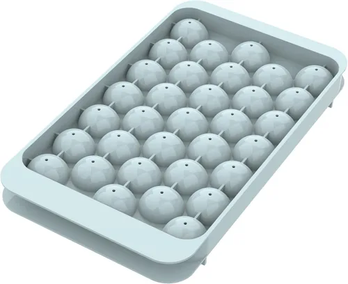 Miniatura 16 de WIBIMEN Bandeja para cubitos de hielo con tapa y contenedor, bandejas de hielo redondas para congelador con tapa, bandejas para cubitos de hielo