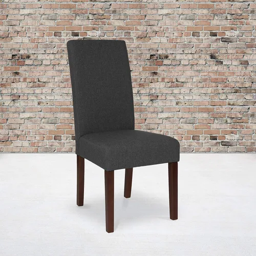 Miniatura 13 de Flash Furniture Greenwich Series Black LeatherSoft - Silla de comedor Parsons de mediados de siglo con parte trasera tapizada