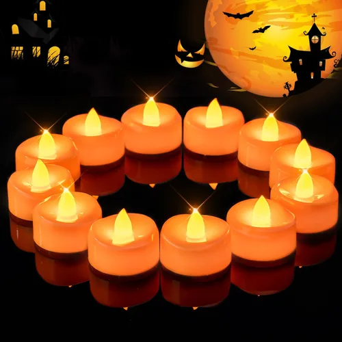 Miniatura 21 de merrynights - Velas LED sin llama, paquete de 12 velas pequeñas a pilas, velas para decoración de fiestas, hogar, bodas y otoño, 1.5 x 1.25 pulgadas