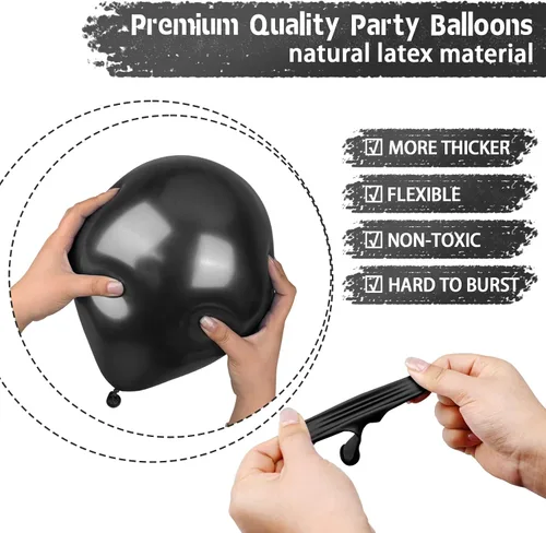 Miniatura 4 de Kit de arco de guirnalda de globos negros de 130 piezas, diferentes tamaños de 18, 12, 10 y 5 pulgadas, kit de globos de látex para fiesta