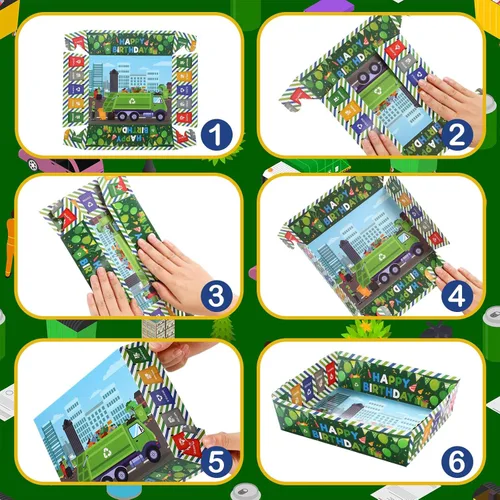 Miniatura 5 de Mifoci 36 piezas de basura para camiones de basura, decoraciones de fiesta de cumpleaños, bandejas de papel de alimentos de 5 libras, bandeja