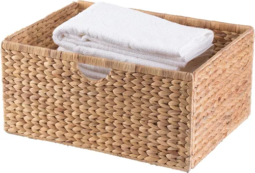 Miniatura 8 de Cubo de almacenamiento plegable de jacinto de agua natural, mediano