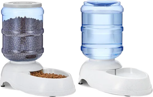 Miniatura 10 de Amazon Basics Comedero para mascotas con alimentación por gravedad para perros y gatos, pequeño, capacidad de 6 libras, gris