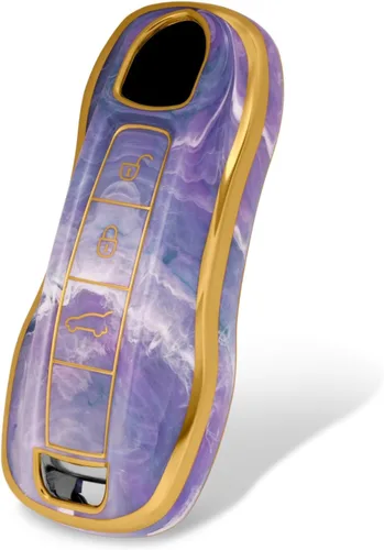 Miniatura 10 de Funda para llavero Porsche, funda de TPU suave premium compatible con Porsche 911 Cayenne Panamera Macan (patrón celadón)