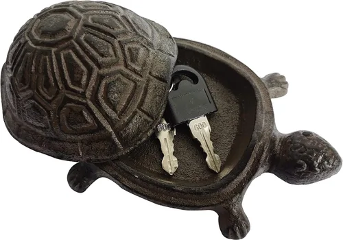 Miniatura 9 de BSTGIFTS - Ocultador de llaves de hierro fundido con forma de tortuga - Juego de llaves de repuesto y decoración de jardín - Caja de baratijas