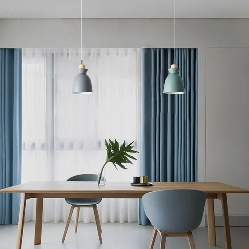 Miniatura 6 de Modern Minimalist Bell Metal Pendant Light Fixture Wood Accent, Small Hanging Lamp for Dining Room Kitchen Island Bedroom Bedside Cafe, Adjustable