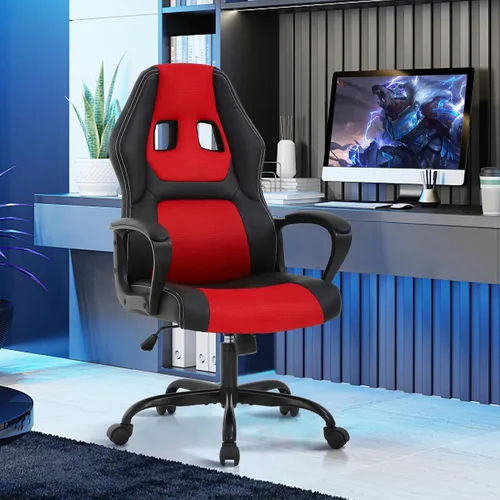 Miniatura 8 de Silla de juegos Silla de computadora de piel sintética con soporte lumbar Sillas de juego de altura ajustable Sillas de escritorio ergonómicas