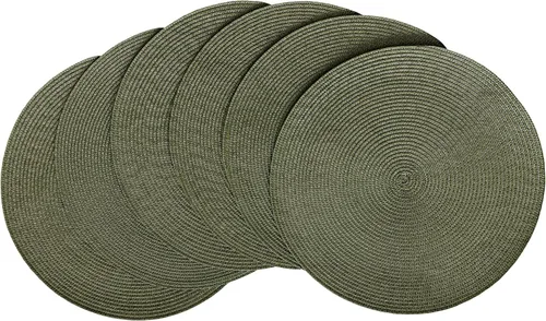 Miniatura 16 de HODJOY Mantel individual redondo tejido para interiores y exteriores, 15 pulgadas, juego de 6 unidades (aguamarina)