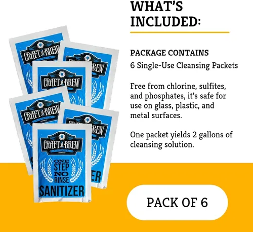 Miniatura 4 de Craft A Brew - Paquetes de limpieza de un solo uso - Limpiador soluble sin enjuague para equipos de preparación casera - Pre-Porcionado