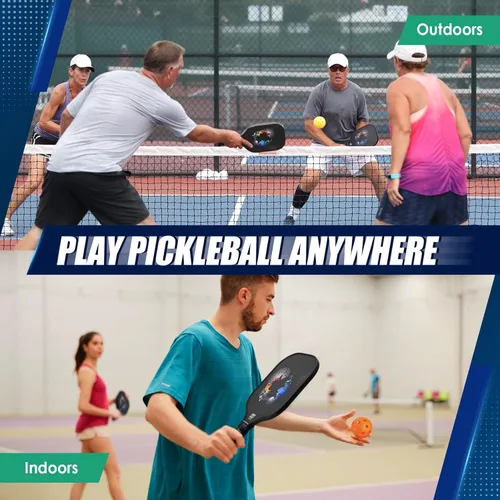 Miniatura 4 de niupipo Pickleball Paddles Set of 2/4/1, USAPA Approved Carbon Fiber & Fiberglass Hybrid, Easy Power, Polypropylene Honeycomb Core, Cushioned 4.72