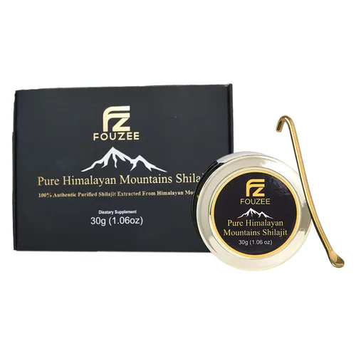 FOUZEE Shilajit Pure Himalayan Mountains - 77% + consistencia dura auténtica de ácido fúlvico, fuente natural de ácido fúlvico, más de 85 minerales