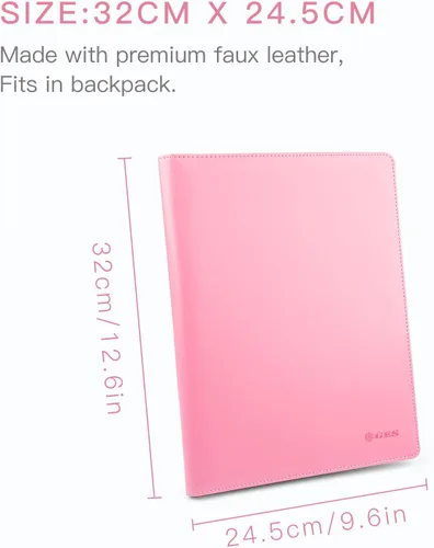 Miniatura 3 de Carpeta portapapeles rosa con bolígrafo – Geila PU cuero curriculum vitae cartera – Organizador de documentos de entrevista/legal y carpeta