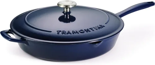 Miniatura 2 de Tramontina Bestow - Sartén de hierro fundido esmaltado con tapa, sartén de 12 pulgadas, color azul