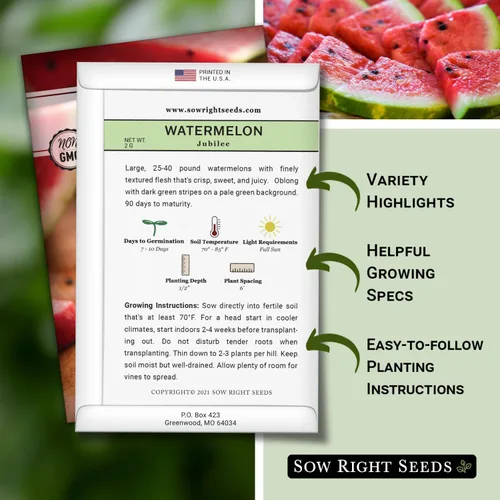 Miniatura 2 de Sow Right Seeds - Semillas de sandía Jubilee para plantar - Paquete de reliquia sin OMG con instrucciones para plantar y cultivar un huerto