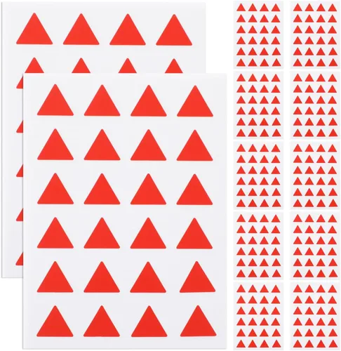 Ciieeo 24 hojas de calcomanías en forma de triángulo, etiquetas adhesivas rojas y verdes para planificador y marcadores de mapas, calcomanías