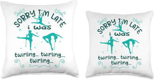 Miniatura 3 de Cool majorette baton twirling gifts Sorry, I´m Late I was Twirling-Cool Baton Twirler, almohada de 18 x 18 pulgadas, multicolor